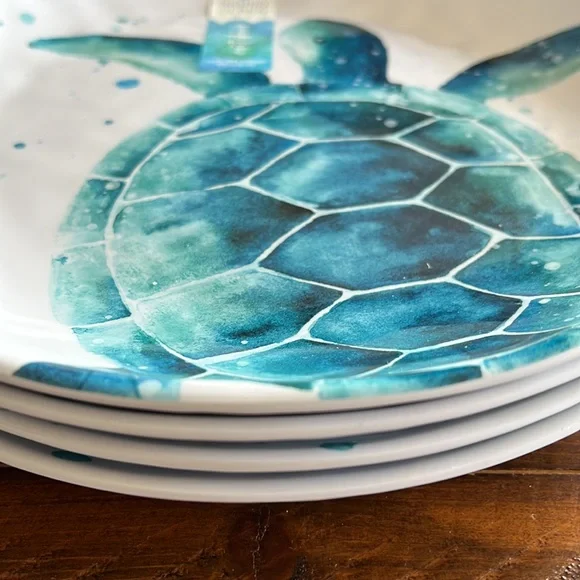 Sigrid Olsen Melamine Sea Turtle 11” Dinner Plates Set of Four NWT - Picture 5 of 6